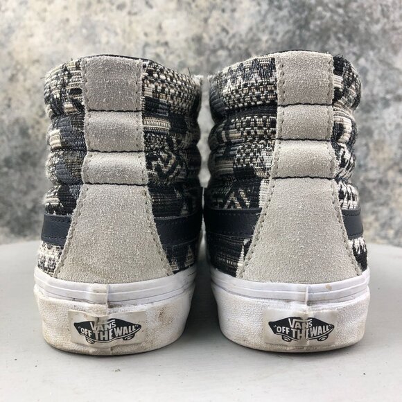 Vans Unisex Size 5.5M 7W Sk8-Hi Slim Italian Weave Aztec Grey Black Sneakers - Picture 7 of 14